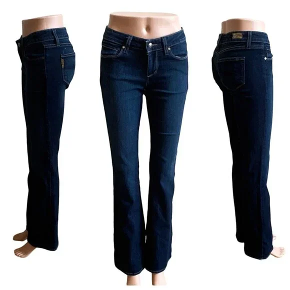 PAIGE Skyline Flare Stretch Low - Rise Jeans in Dark Wash, size 26 - Picture 14 of 14